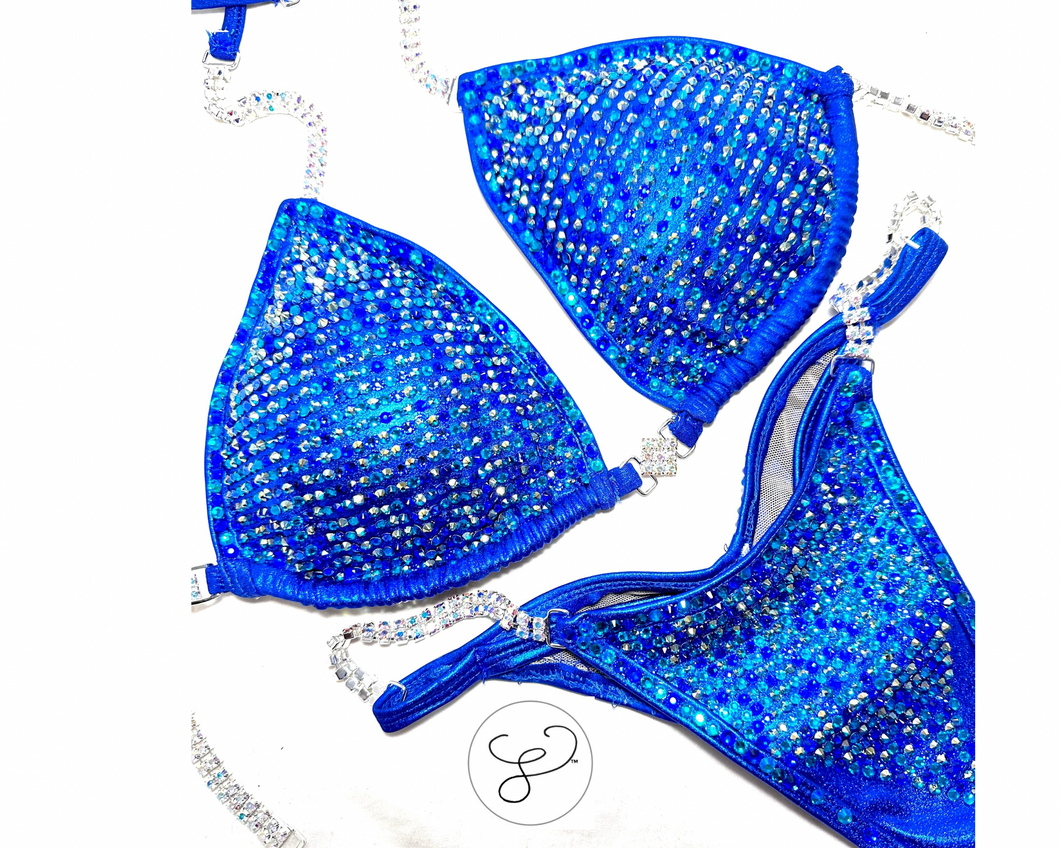 Jewell Elite Pro Metallic Blue Competition Bikini
