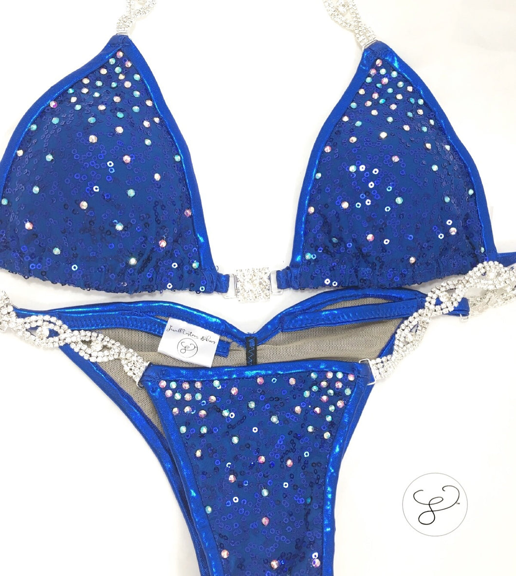 Jewell Royal Blue Sequin Waterfall Competition Bikini