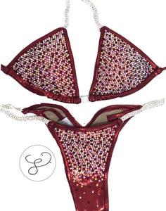 Jewell Burgundy Pro Scatter Competition Bikini