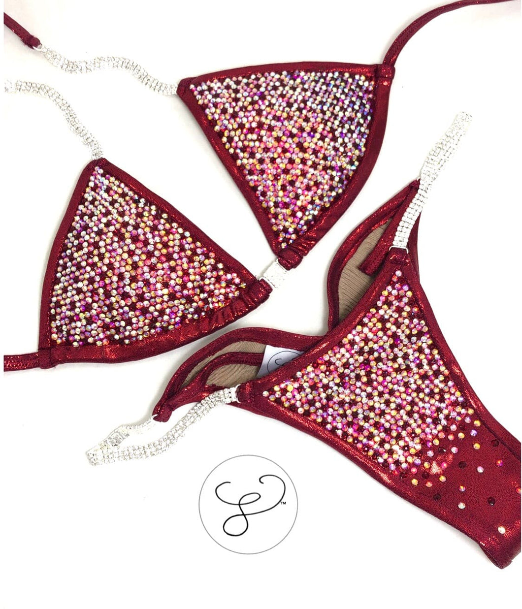 Jewell Burgundy Pro Scatter Competition Bikini