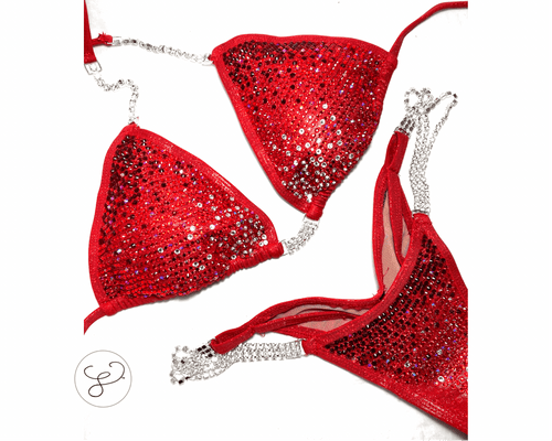 Jewell Red Ombré Pro Competition Bikini