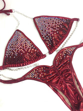 Jewell Burgundy Premium Waterfall Competition Bikini