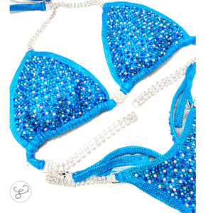 Turquoise Pro Scatter Competition Bikini