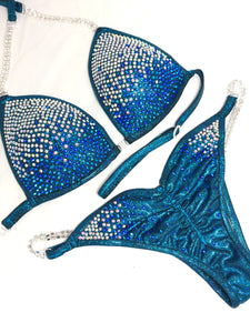 Jewell Turquoise Premium Waterfall Competition Bikini