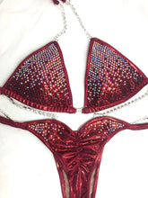 Jewell Burgundy Premium Waterfall Competition Bikini