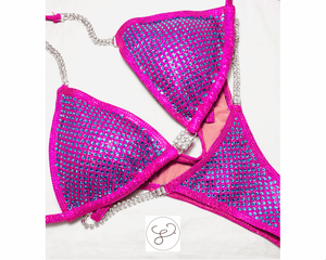 Jewell Holo Hot Pink Premium Aqua Competition Bikini