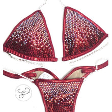 Jewell Burgundy Premium Waterfall Competition Bikini