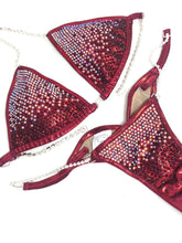 Jewell Burgundy Premium Waterfall Competition Bikini