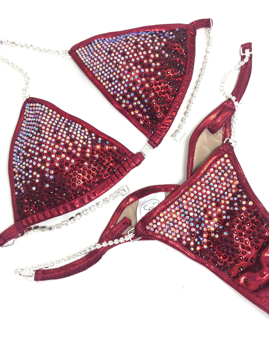 Jewell Burgundy Premium Waterfall Competition Bikini